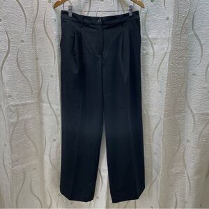 defrost Pleated Wide Leg Trousers Womens Size 11 Black High Rise Elastic